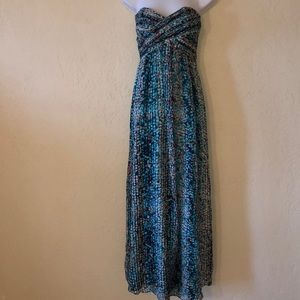 LAUNDRY silk long strapless LONG MAXI DRESS- 0